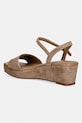 Obuwie Tommy Hilfiger sandały na koturnie zamszowe SUEDE WRAPPED MID WEDGE FW0FW09235 beżowy