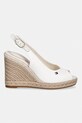 Tommy Hilfiger sandały na koturnie FLAG HIGH WEDGE ESPAD SLINGBACK FW0FW09343 biały SS26