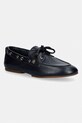 Tommy Hilfiger μοκασίνια γυναικεία δερμάτινα TH SLEEK LEATHER BOAT SHOE σκούρο μπλε FW0FW09148