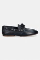 Tommy Hilfiger μοκασίνια γυναικεία δερμάτινα TH SLEEK LEATHER BOAT SHOE FW0FW09148 σκούρο μπλε SS26