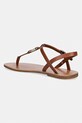 Încălțăminte Tommy Hilfiger sandale cu toc plat de damă din piele LEATHER THONG SANDAL FW0FW09127 maro