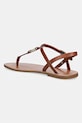 Încălțăminte Tommy Hilfiger sandale cu toc plat de damă din piele LEATHER THONG SANDAL FW0FW09127 maro