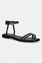 Tommy Hilfiger sandały damskie skórzane FLAT SANDAL STITCHING czarny FW0FW09215
