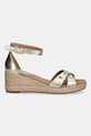 Tommy Hilfiger σανδάλια σε σφήνα δερμάτινα MID WEDGE ESPAD X CROSS GOLD FW0FW09333 χρυσαφί SS26