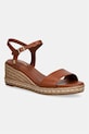 Tommy Hilfiger sandale s klinastom potpeticom od kože MID WEDGE ESPAD LEATHER smeđa FW0FW09340