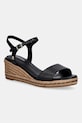 Tommy Hilfiger sandale s klinastom potpeticom od kože MID WEDGE ESPAD LEATHER crna FW0FW09340