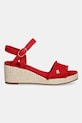 Tommy Hilfiger σανδάλια σε σφήνα MID WOVEN WEDGE ESPAD FRINGE FW0FW09470 κόκκινο SS26