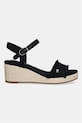 Tommy Hilfiger sandále na platforme po celej dĺžke MID WOVEN WEDGE ESPAD FRINGE FW0FW09470 čierna SS26