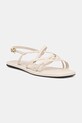 Tommy Hilfiger sandály dámské kožené FLAT STRAPPY SANDAL LTH béžová FW0FW09220