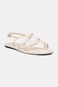 Tommy Hilfiger sandale pentru femei, din piele FLAT STRAPPY SANDAL LTH bej FW0FW09220