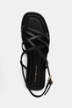 Tommy Hilfiger sandály dámské kožené FLAT STRAPPY SANDAL LTH černá FW0FW09220