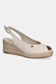 Tommy Hilfiger sandały na koturnie damskie MID WEDGE ESPAD SLINGBACK beżowy FW0FW09228