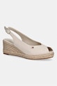 Tommy Hilfiger sandały na koturnie damskie MID WEDGE ESPAD SLINGBACK beżowy FW0FW09228