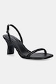 Δερμάτινα σανδάλια Calvin Klein SCULPT KITT HEEL STRAPPY LTH χοντρό τακούνι μαύρο HW0HW02800