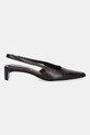 Calvin Klein czółenka skórzane SET BACK HEEL PUMP SLINGBACK LTH HW0HW02848 brązowy SS26