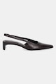 Calvin Klein czółenka skórzane SET BACK HEEL PUMP SLINGBACK LTH HW0HW02848 brązowy SS26