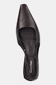 Calvin Klein czółenka skórzane SET BACK HEEL PUMP SLINGBACK LTH brązowy HW0HW02848