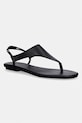 Calvin Klein sandale pentru femei din piele ORG FLAT SNDL THONG LTH AOP negru HW0HW02858