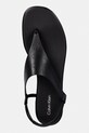 Calvin Klein sandály dámské kožené ORG FLAT SNDL THONG LTH AOP černá HW0HW02858