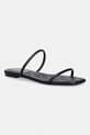 Calvin Klein papuci pentru femei, din piele SQUARE FLAT SNDL QUILT LTH negru HW0HW02859