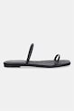 Calvin Klein papuci pentru femei, din piele SQUARE FLAT SNDL QUILT LTH HW0HW02859 negru SS26