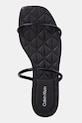 Calvin Klein papuci pentru femei, din piele SQUARE FLAT SNDL QUILT LTH negru HW0HW02859