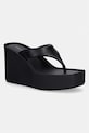 Calvin Klein șlapi de damă din piele WEDGE 70 SNDL THONG LTH negru HW0HW02880
