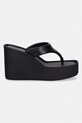 Calvin Klein šľapky dámske kožené WEDGE 70 SNDL THONG LTH HW0HW02880 čierna SS26