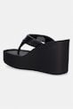 Încălțăminte Calvin Klein șlapi de damă din piele WEDGE 70 SNDL THONG LTH HW0HW02880 negru