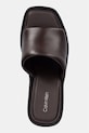 Calvin Klein чехли със скосена платформа дамски от кожа WEDGE 70 SNDL MULE LTH кафяв HW0HW02881