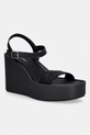 Calvin Klein sandály na klínku WEDGE 70 SNDL WEBBING LTH černá HW0HW02882