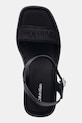 Calvin Klein сандали със скосена пларформа WEDGE 70 SNDL WEBBING LTH черен HW0HW02882