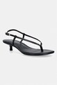 Calvin Klein sandale din piele KITT HEEL SNDL STRAPPY SLING LTH negru HW0HW02918