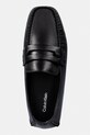 Calvin Klein mokasyny damskie skórzane SQUARE DRIVER LTH czarny HW0HW02944