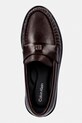 Calvin Klein loafersy damskie skórzane ROUND LOAFER LTH HDW brązowy HW0HW03031