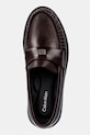 Calvin Klein loafersy damskie skórzane ROUND LOAFER LTH HDW brązowy HW0HW03031