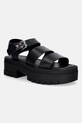 Tommy Jeans sandały damskie skórzane TJW STRAPS LEATHER MAX SANDAL czarny EN0EN02944