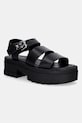 Tommy Jeans sandały damskie skórzane TJW STRAPS LEATHER MAX SANDAL czarny EN0EN02944