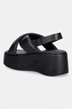 Obutev Tommy Jeans sandali s platformo ženski usnjeni TJW PADDED STRAPS WEDGES EN0EN02946 črna
