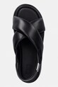 Tommy Jeans sandali s platformo ženski usnjeni TJW PADDED STRAPS WEDGES črna EN0EN02946