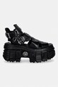 New Rock sandały damskie skórzane ITALI NEGRO, TANK CASCO NEGRO PIN LATERA M.BIOS131.C2 czarny SS26