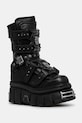New Rock botki skórzane CRUST NEGRO, TOWER NEGRO E14 ACERO nieocieplane czarny M.MET422.S1