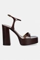 Giuseppe Zanotti sandali s polno peto (blok) iz usnja Biarritz E600013.009 rjava SS26