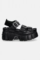 New Rock sandały skórzane TANK LEATHER BLACK, TOWER NEGRO + LATER M.BIOS101SF.C1 czarny SS26