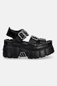 New Rock sandały skórzane TANK LEATHER BLACK, TOWER NEGRO + LATER M.BIOS101SF.C1 czarny SS26