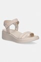 Ecco sandały skórzane Flowt Wedge LX W 5-8 cm beżowy 273303.59113