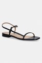 Lauren Ralph Lauren sandały skórzane Lainee płaski czarny 802P04394001.001