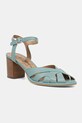 Fly London sandále na podpätku kožené MEBU450FLY tyrkysová P145450001