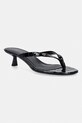 Anine Bing NOELLE THONG HEELS - EMBOSSED BLACK japonki damskie skórzane czarny A.14.11931.BLK1