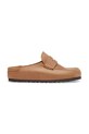 Birkenstock klapki nubukowe Naples bez obcasa brązowy 1030224